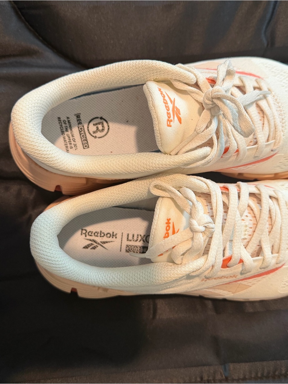 Reebok Kids White Sneakers with Orange Accents